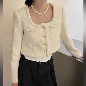 ODTD Cream Cropped Blazer Size Medium